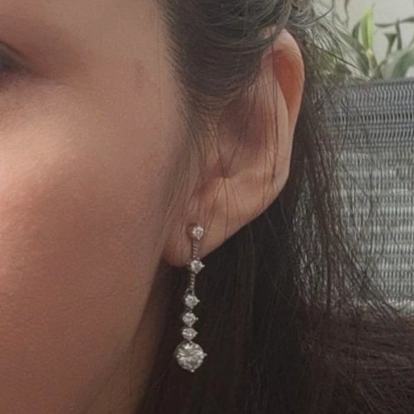 Certified 3ct. t.w. Moissanite Diamond Drop Linear Long Earrings NEW - Picture 3 of 13